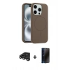 MARSİLYAN™- iPhone 15 Pro Max Kılıf Yankı Form Serisi - Siyah 3D Antistatik Hayalet Cam Ekran Koruyucu + Raze Metal Kamera Lens - TMGI