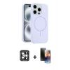 MARSİLYAN™- iPhone 15 Pro Max Kılıf Yankı Form Serisi - Siyah 3D Antistatik Mat Seramik Nano Ekran Koruyucu + PVD Metal Kamera Lens - GI