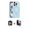 MARSİLYAN™- iPhone 15 Pro Max Kılıf Yankı Form Serisi - Siyah 3D Antistatik Mat Seramik Nano Ekran Koruyucu + PVD Metal Kamera Lens - TU