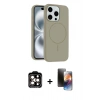MARSİLYAN™- iPhone 15 Pro Max Kılıf Yankı Form Serisi - Siyah 3D Antistatik Mat Seramik Nano Ekran Koruyucu + PVD Metal Kamera Lens - TU