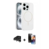 MARSİLYAN™- iPhone 15 Pro Max Kılıf Yankı Form Serisi - Siyah 3D Antistatik Mat Seramik Nano Ekran Koruyucu + Raze Metal Kamera Lens - GS