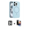 MARSİLYAN™- iPhone 15 Pro Max Kılıf Yankı Form Serisi - Siyah 3D Antistatik Mat Seramik Nano Ekran Koruyucu + PVD Metal Kamera Lens - LT