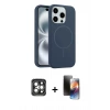 MARSİLYAN™- iPhone 15 Pro Max Kılıf Yankı Form Serisi - Siyah 3D Antistatik Mat Seramik Nano Ekran Koruyucu + PVD Metal Kamera Lens - GI