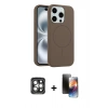 MARSİLYAN™- iPhone 15 Pro Max Kılıf Yankı Form Serisi - Siyah 3D Antistatik Mat Seramik Nano Ekran Koruyucu + PVD Metal Kamera Lens - GI