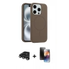 MARSİLYAN™- iPhone 15 Pro Max Kılıf Yankı Form Serisi - Siyah 3D Antistatik Mat Seramik Nano Ekran Koruyucu + Raze Metal Kamera Lens - TMGI