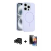MARSİLYAN™- iPhone 15 Pro Max Kılıf Yankı Form Serisi - Siyah 3D Antistatik Mat Seramik Nano Ekran Koruyucu + Raze Metal Kamera Lens - TMGI