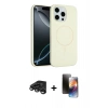 MARSİLYAN™- iPhone 15 Pro Max Kılıf Yankı Form Serisi - Siyah 3D Antistatik Mat Seramik Nano Ekran Koruyucu + Raze Metal Kamera Lens - TMGI