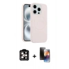 MARSİLYAN™- iPhone 15 Pro Max Kılıf Yankı Form Serisi - Siyah 3D Antistatik Mat Seramik Nano Ekran Koruyucu + PVD Metal Kamera Lens - TU