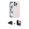 MARSİLYAN™- iPhone 15 Pro Max Kılıf Yankı Form Serisi - Siyah 3D Antistatik Mat Seramik Nano Ekran Koruyucu + Raze Metal Kamera Lens - GS