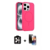 MARSİLYAN™- iPhone 15 Pro Max Kılıf Yankı Form Serisi - Siyah 3D Antistatik Mat Seramik Nano Ekran Koruyucu + PVD Metal Kamera Lens - TU