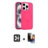 MARSİLYAN™- iPhone 15 Pro Max Kılıf Yankı Form Serisi - Siyah 3D Antistatik Mat Seramik Nano Ekran Koruyucu + PVD Metal Kamera Lens - GI