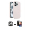 MARSİLYAN™- iPhone 15 Pro Max Kılıf Yankı Form Serisi - Siyah 3D Antistatik Mat Seramik Nano Ekran Koruyucu + PVD Metal Kamera Lens - GI