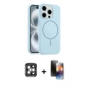 MARSİLYAN™- iPhone 15 Pro Max Kılıf Yankı Form Serisi - Siyah 3D Antistatik Mat Seramik Nano Ekran Koruyucu + PVD Metal Kamera Lens - GI