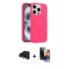 MARSİLYAN™- iPhone 15 Pro Max Kılıf Yankı Form Serisi - Siyah 3D Antistatik Mat Seramik Nano Ekran Koruyucu + Raze Metal Kamera Lens - SH