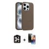 MARSİLYAN™- iPhone 15 Pro Max Kılıf Yankı Form Serisi - Siyah 3D Antistatik Mat Seramik Nano Ekran Koruyucu + PVD Metal Kamera Lens - TU
