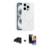 MARSİLYAN™- iPhone 15 Pro Max Kılıf Yankı Form Serisi - Siyah 3D Antistatik Mat Seramik Nano Ekran Koruyucu + Raze Metal Kamera Lens - TMGI