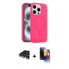 MARSİLYAN™- iPhone 15 Pro Max Kılıf Yankı Form Serisi - Siyah 3D Antistatik Mat Seramik Nano Ekran Koruyucu + Raze Metal Kamera Lens - GS