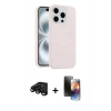 MARSİLYAN™- iPhone 15 Pro Max Kılıf Yankı Form Serisi - Siyah 3D Antistatik Mat Seramik Nano Ekran Koruyucu + Raze Metal Kamera Lens - SH