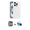 MARSİLYAN™- iPhone 15 Pro Max Kılıf Yankı Form Serisi - Siyah 3D Antistatik Seramik Nano Ekran Koruyucu + PVD Metal Kamera Lens - LT