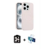 MARSİLYAN™- iPhone 15 Pro Max Kılıf Yankı Form Serisi - Siyah 3D Antistatik Seramik Nano Ekran Koruyucu + PVD Metal Kamera Lens - TU
