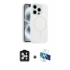 MARSİLYAN™- iPhone 15 Pro Max Kılıf Yankı Form Serisi - Siyah 3D Antistatik Seramik Nano Ekran Koruyucu + PVD Metal Kamera Lens - TU