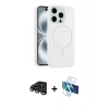 MARSİLYAN™- iPhone 15 Pro Max Kılıf Yankı Form Serisi - Siyah 3D Antistatik Seramik Nano Ekran Koruyucu + Raze Metal Kamera Lens - TMGI