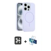 MARSİLYAN™- iPhone 15 Pro Max Kılıf Yankı Form Serisi - Siyah 3D Antistatik Seramik Nano Ekran Koruyucu + PVD Metal Kamera Lens - GI