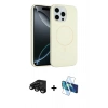 MARSİLYAN™- iPhone 15 Pro Max Kılıf Yankı Form Serisi - Siyah 3D Antistatik Seramik Nano Ekran Koruyucu + Raze Metal Kamera Lens - SH