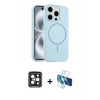 MARSİLYAN™- iPhone 15 Pro Max Kılıf Yankı Form Serisi - Siyah 3D Antistatik Seramik Nano Ekran Koruyucu + PVD Metal Kamera Lens - SH