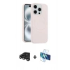 MARSİLYAN™- iPhone 15 Pro Max Kılıf Yankı Form Serisi - Siyah 3D Antistatik Seramik Nano Ekran Koruyucu + Raze Metal Kamera Lens - TMGI