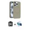 MARSİLYAN™- iPhone 15 Pro Max Kılıf Yankı Form Serisi - Siyah 3D Antistatik Seramik Nano Ekran Koruyucu + PVD Metal Kamera Lens - TU