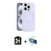 MARSİLYAN™- iPhone 15 Pro Max Kılıf Yankı Form Serisi - Siyah 3D Antistatik Seramik Nano Ekran Koruyucu + PVD Metal Kamera Lens - TU