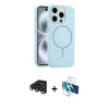 MARSİLYAN™- iPhone 15 Pro Max Kılıf Yankı Form Serisi - Siyah 3D Antistatik Seramik Nano Ekran Koruyucu + Raze Metal Kamera Lens - LT