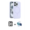 MARSİLYAN™- iPhone 15 Pro Max Kılıf Yankı Form Serisi - Siyah 3D Antistatik Seramik Nano Ekran Koruyucu + PVD Metal Kamera Lens - GS