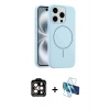 MARSİLYAN™- iPhone 15 Pro Max Kılıf Yankı Form Serisi - Siyah 3D Antistatik Seramik Nano Ekran Koruyucu + PVD Metal Kamera Lens - TU