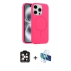 MARSİLYAN™- iPhone 15 Pro Max Kılıf Yankı Form Serisi - Siyah 3D Antistatik Seramik Nano Ekran Koruyucu + PVD Metal Kamera Lens - TU