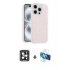 MARSİLYAN™- iPhone 15 Pro Max Kılıf Yankı Form Serisi - Siyah 3D Antistatik Seramik Nano Ekran Koruyucu + PVD Metal Kamera Lens - SH