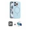 MARSİLYAN™- iPhone 15 Pro Max Kılıf Yankı Form Serisi - Siyah 3D Antistatik Seramik Nano Ekran Koruyucu + PVD Metal Kamera Lens - GI