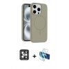 MARSİLYAN™- iPhone 15 Pro Max Kılıf Yankı Form Serisi - Siyah 3D Antistatik Seramik Nano Ekran Koruyucu + PVD Metal Kamera Lens - GI