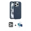 MARSİLYAN™- iPhone 15 Pro Max Kılıf Yankı Form Serisi - Siyah 3D Antistatik Seramik Nano Ekran Koruyucu + PVD Metal Kamera Lens - LT