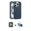 MARSİLYAN™- iPhone 15 Pro Max Kılıf Yankı Form Serisi - Siyah 3D Antistatik Seramik Nano Ekran Koruyucu + PVD Metal Kamera Lens - SH