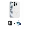 MARSİLYAN™- iPhone 15 Pro Max Kılıf Yankı Form Serisi - Siyah 3D Antistatik Seramik Nano Ekran Koruyucu + PVD Metal Kamera Lens - SH