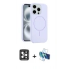 MARSİLYAN™- iPhone 15 Pro Max Kılıf Yankı Form Serisi - Siyah 3D Antistatik Seramik Nano Ekran Koruyucu + PVD Metal Kamera Lens - SH