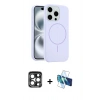 MARSİLYAN™- iPhone 15 Pro Max Kılıf Yankı Form Serisi - Siyah 3D Antistatik Seramik Nano Ekran Koruyucu + PVD Metal Kamera Lens - LT
