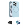MARSİLYAN™- iPhone 15 Pro Max Kılıf Yankı Form Serisi - Siyah 3D Antistatik Seramik Nano Ekran Koruyucu + Raze Metal Kamera Lens - TMGI