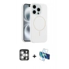 MARSİLYAN™- iPhone 15 Pro Max Kılıf Yankı Form Serisi - Siyah 3D Antistatik Seramik Nano Ekran Koruyucu + PVD Metal Kamera Lens - GS