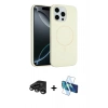MARSİLYAN™- iPhone 15 Pro Max Kılıf Yankı Form Serisi - Siyah 3D Antistatik Seramik Nano Ekran Koruyucu + Raze Metal Kamera Lens - TMGI