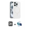MARSİLYAN™- iPhone 15 Pro Max Kılıf Yankı Form Serisi - Siyah 3D Antistatik Seramik Nano Ekran Koruyucu + PVD Metal Kamera Lens - GI