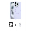 MARSİLYAN™- iPhone 15 Pro Max Kılıf Yankı Form Serisi - Siyah Bilvis 0.18mm Plus Cam Ekran Koruyucu + PVD Metal Kamera Lens - GS
