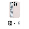 MARSİLYAN™- iPhone 15 Pro Max Kılıf Yankı Form Serisi - Siyah Bilvis 0.18mm Plus Cam Ekran Koruyucu + PVD Metal Kamera Lens - GS